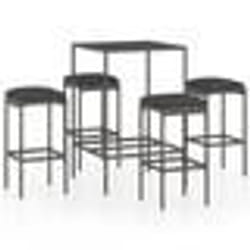 vidaXL Ensemble de bar de jardin 5 pcs et coussins Résine tressée Gris - TU