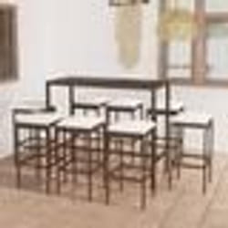 vidaXL Ensemble de bar de jardin 9 pcs coussins Résine tressée Marron - TU