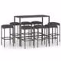 vidaXL Ensemble de bar de jardin 9 pcs et coussins Résine tressée Gris - TU