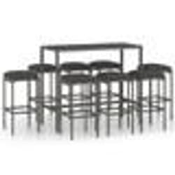 vidaXL Ensemble de bar de jardin 9 pcs et coussins Résine tressée Gris - TU
