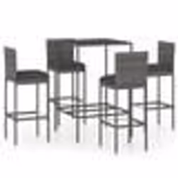 vidaXL Ensemble de bar de jardin 5 pcs et coussins Résine tressée Gris - TU
