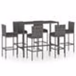 vidaXL Ensemble de bar de jardin 7 pcs et coussins Résine tressée Gris - TU