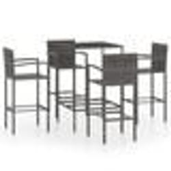 vidaXL Ensemble de bar de jardin 5 pcs Résine tressée Gris - TU