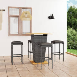 Vidaxl - Ensemble de bar de jardin 5 pcs et coussins Résine tressée Gris