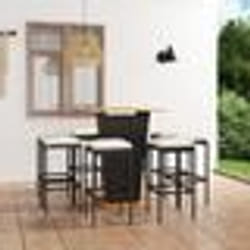 vidaXL Ensemble de bar de jardin 9 pcs et coussins Résine tressée Noir - TU