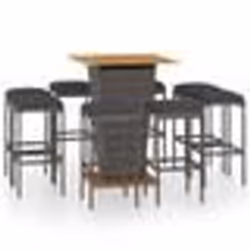 vidaXL Ensemble de bar de jardin 9 pcs et coussins Résine tressée Gris - TU