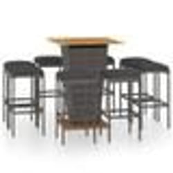 vidaXL Ensemble de bar de jardin 9 pcs et coussins Résine tressée Gris - TU