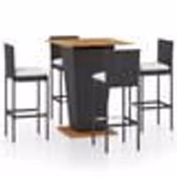 vidaXL Ensemble de bar de jardin 5 pcs et coussins Résine tressée Noir - TU