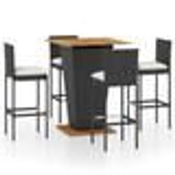 vidaXL Ensemble de bar de jardin 5 pcs et coussins Résine tressée Noir - TU