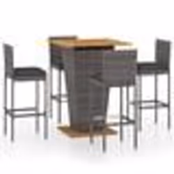 vidaXL Ensemble de bar de jardin 5 pcs et coussins Résine tressée Gris - TU