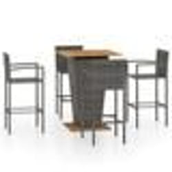 vidaXL Ensemble de bar de jardin 5 pcs Gris - TU