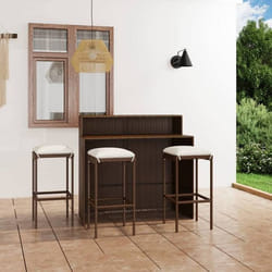 vidaXL Ensemble de bar de jardin avec coussins 4 pcs Marron - TU