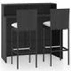 vidaXL Ensemble de bar de jardin avec coussins 3 pcs Noir - TU