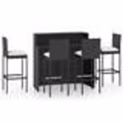 vidaXL Ensemble de bar de jardin avec coussins 5 pcs Noir - TU
