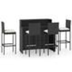 vidaXL Ensemble de bar de jardin avec coussins 5 pcs Noir - TU