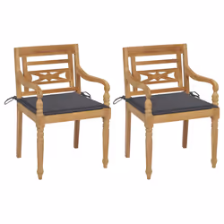 VidaXL 3062127, Terrace, Siège rembourré, Teck, Anthracite, Polyester, 550 mm