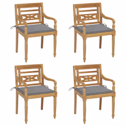 VidaXL 3062128, Terrace, Siège rembourré, Teck, Gris, Polyester, 550 mm