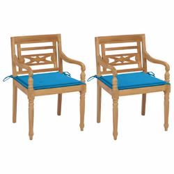 VidaXL 3062131, Terrace, Siège rembourré, Teck, Bleu, Polyester, 550 mm