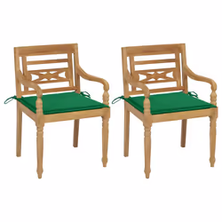 VidaXL 3062132, Terrace, Siège rembourré, Teck, Vert, Polyester, 550 mm