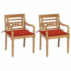 VidaXL 3062133, Terrace, Siège rembourré, Teck, Rouge, Polyester, 550 mm