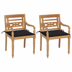 VidaXL 3062134, Terrace, Siège rembourré, Teck, Noir, Polyester, 550 mm