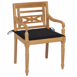 VidaXL 3062134 chaise d'extérieur Terrace Siège rembourré Teck Noir