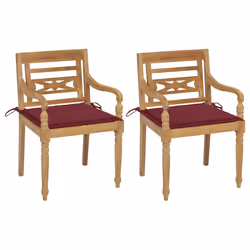VidaXL 3062136, Terrace, Siège rembourré, Teck, Rouge, Polyester, 550 mm