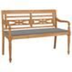 vidaXL Banc Batavia avec coussin gris 120 cm Bois de teck massif