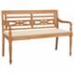 vidaXL Banc Batavia avec coussin crème 120 cm Bois de teck massif