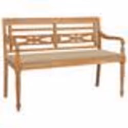 vidaXL Banc Batavia avec coussin beige 120 cm Bois de teck massif