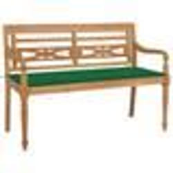 vidaXL Banc Batavia avec coussin vert 120 cm Bois de teck massif