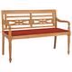 vidaXL Banc Batavia avec coussin rouge 120 cm Bois de teck massif