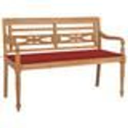 vidaXL Banc Batavia avec coussin rouge 120 cm Bois de teck massif