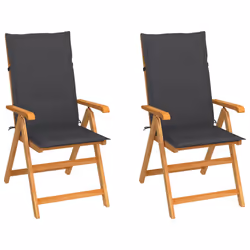 VidaXL 3062376, Terrace, Siège rembourré, Teck, Anthracite, Polyester, 570 mm