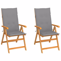 VidaXL 3062377, Terrace, Siège rembourré, Teck, Gris, Polyester, 570 mm