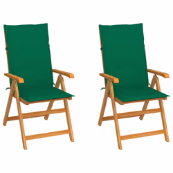 VidaXL 3062381, Terrace, Siège rembourré, Teck, Vert, Polyester, 570 mm