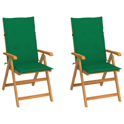 VidaXL 3062381 chaise d'extérieur Terrace Siège rembourré Teck Vert