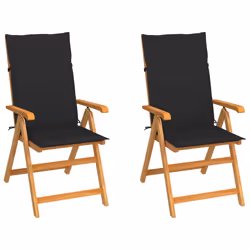 VidaXL 3062383, Terrace, Siège rembourré, Teck, Noir, Polyester, 570 mm
