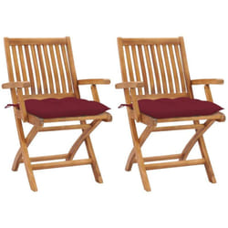 Vidaxl - Chaises de jardin lot de 2 coussins rouge bordeaux Teck massif