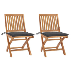 vidaXL Chaises de jardin lot de 2 et coussins anthracite Bois de teck - TU