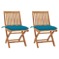 vidaXL Chaises de jardin lot de 2 avec coussins bleu clair Teck massif - TU