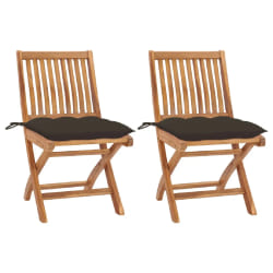 vidaXL Chaises de jardin lot de 2 et coussins taupe Bois teck massif - TU