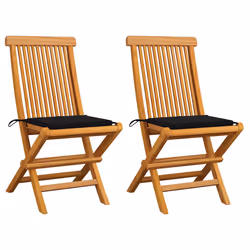 VidaXL 3062467, Terrace, Siège rembourré, Teck, Noir, Polyester, 470 mm