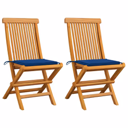VidaXL 3062470, Terrace, Siège rembourré, Teck, Bleu, Polyester, 470 mm