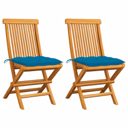 VidaXL 3062479, Terrace, Siège rembourré, Teck, Bleu, Polyester, 470 mm
