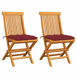 VidaXL 3062484, Terrace, Siège rembourré, Teck, Rouge, Polyester, 470 mm
