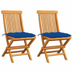 VidaXL 3062485, Terrace, Siège rembourré, Teck, Bleu, Polyester, 470 mm