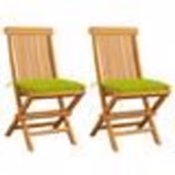 vidaXL Chaises de jardin avec coussins vert vif lot de 2 Bois de teck - TU