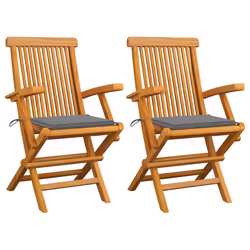 VidaXL 3062488, Terrace, Siège rembourré, Teck, Gris, Polyester, 550 mm
