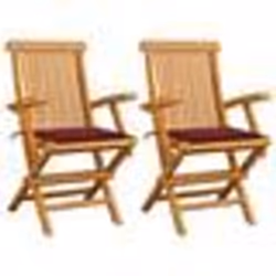 vidaXL Chaises de jardin coussins rouge bordeaux lot de 2 Teck massif - TU